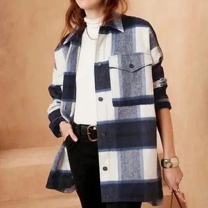 Banana Republic Blue Plaid Oversize Shacket - S - NWOT